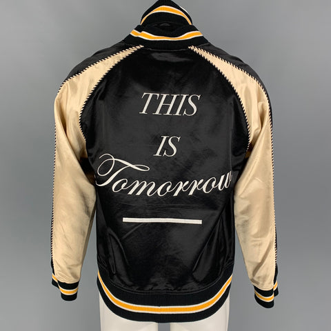 MAISON MIHARA YASUHIRO Size L Black Cream Two Toned Bomber Jacket