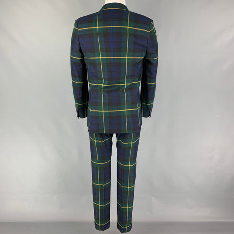 PAUL SMITH Size 38 Green Black Navy Plaid Wool Notch Lapel Suit