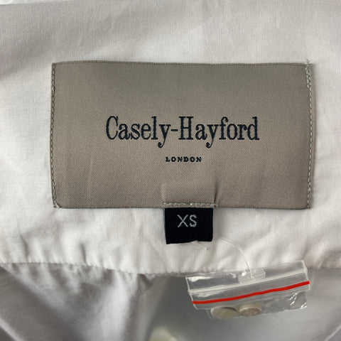 CASELY HAYFORD Size XS White Solid Cotton Button Up Long Sleeve Shirt