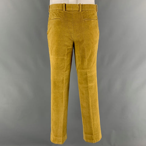 SAKS FIFTH AVENUE Size 40 Yellow Corduroy Notch Lapel Suit