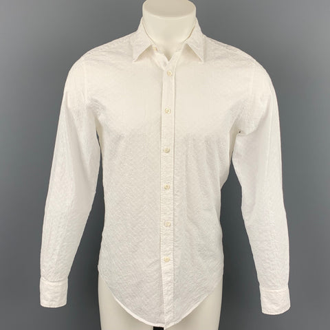 LIBERTY OF LONDON Size M White Embroidery Cotton Button Up Long Sleeve Slim Fit Shirt