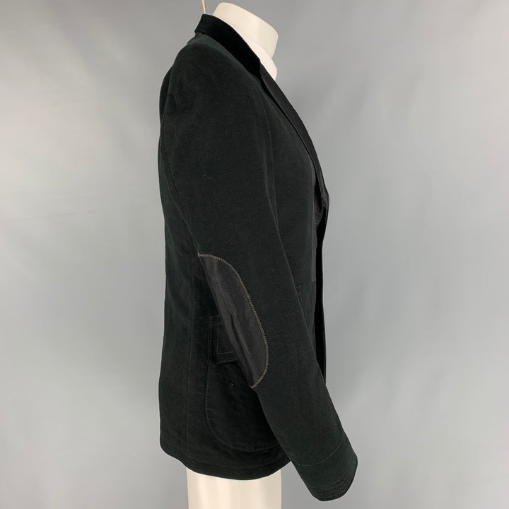 ALEXANDER MCQUEEN Size 40 Black Mixed Fabrics Cotton Sport Coat
