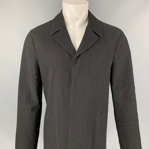 MARC JACOBS Talla 36 Abrigo con tapeta oculta en mezcla de lino texturizado negro