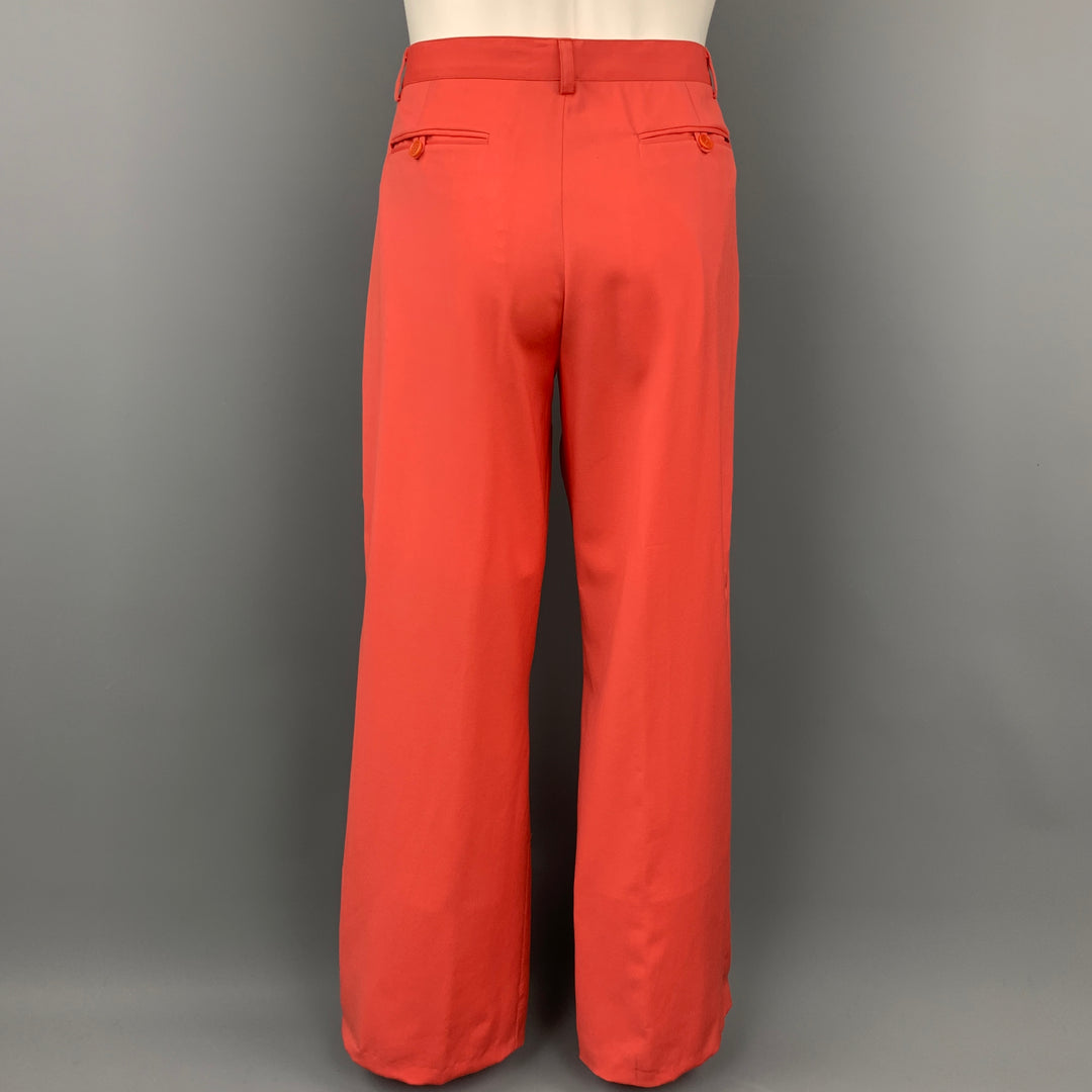 VERSUS by GIANNI VERSACE Size 32 Orange Wool Wide Leg Dress Pants