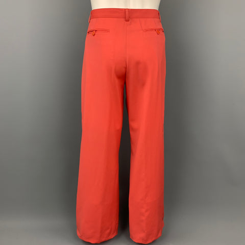 VERSUS by GIANNI VERSACE Size 32 Orange Wool Wide Leg Dress Pants