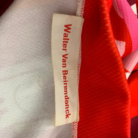 WALTER VAN BEIRENDONCK FW14 Size S Red Pink Graphic Nylon Jersey Bike Top
