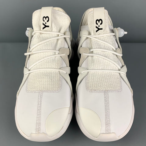 Y-3 by YOHJI YAMAMOTO Size 12.5 White Mixed Fabrics Leather Kyujo Low Sneakers