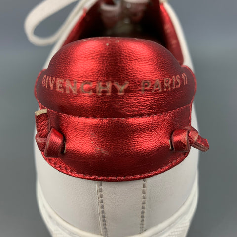 GIVENCHY Size 7 White Red Leather Low Top Sneakers