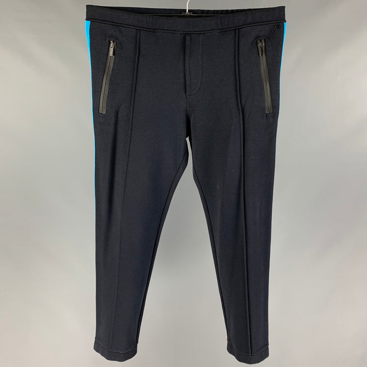 FENDI Size 36 Navy Blue Stripe Cotton Blend Sweatpants