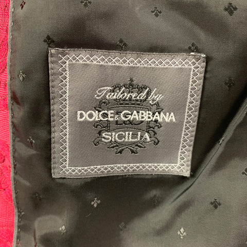 DOLCE & GABBANA SICILIA Size 38 R Pink Brocade Polyester Silk Blend 3 Piece Suit