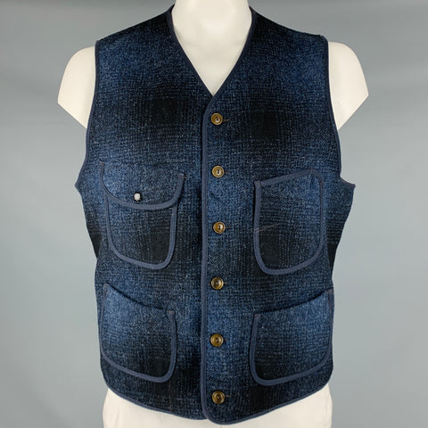RRL by RALPH LAUREN Size XL Navy Blue Plaid Wool Vest