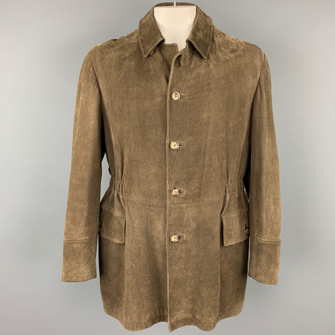 GIORGIO ARMANI Size 42 Taupe Textured Leather Jacket