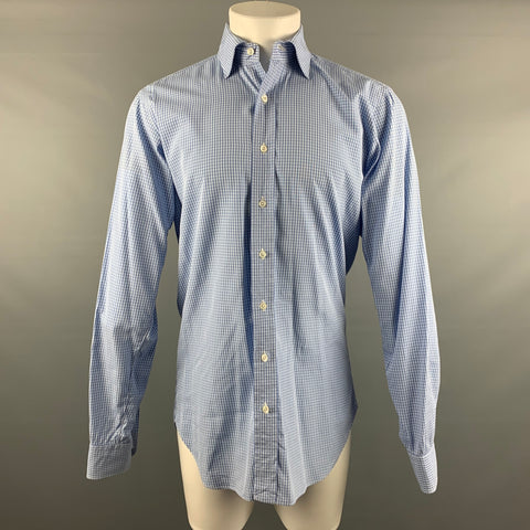 HAMILTON Size M Blue White Checkered Long Sleeve Shirt