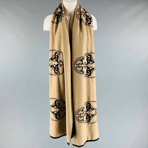 THOMAS WYLDE Black Beige Skull Knit Cashmere Scarves