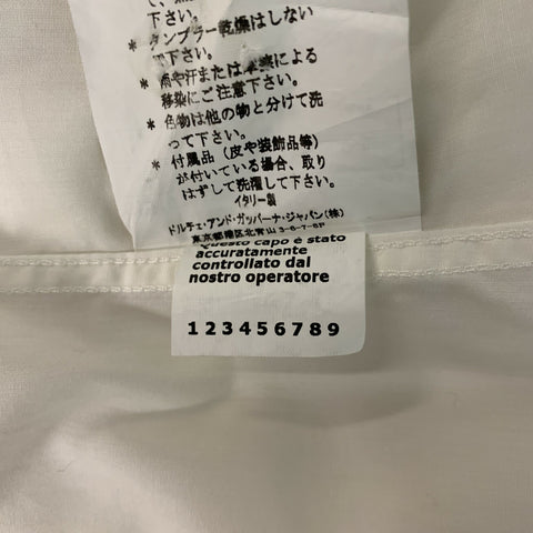 DOLCE & GABBANA Size S White & Grey Solid Cotton Hidden Placket Long Sleeve Shirt