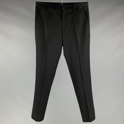 DOLCE & GABBANA Size 28 Black Wool Blend Tuxedo Dress Pants