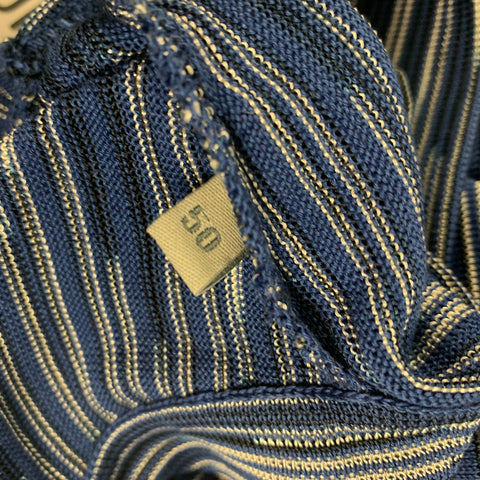 MISSONI SPORT Size M Blue White Stripe Cotton Viscose Buttoned Polo