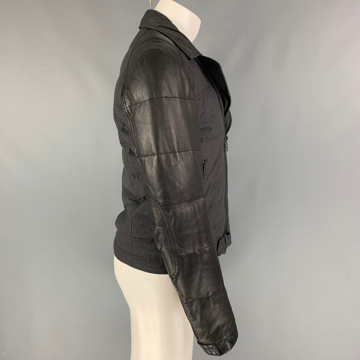 J. LINDEBERG Size M Charcoal Black Quilted Cotton Leather Jacket