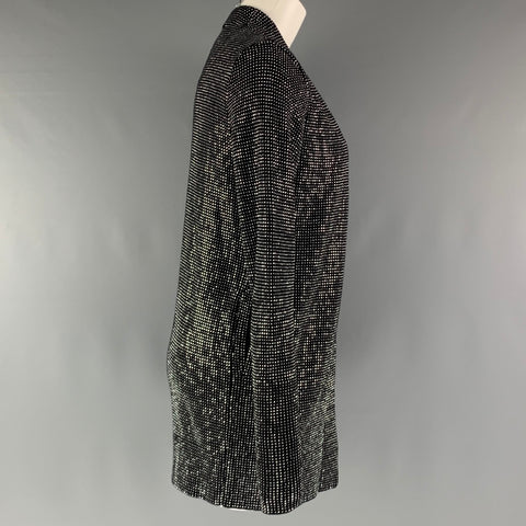 RtA Taille XXS Cardigan ouvert sur le devant en coton argenté noir clouté