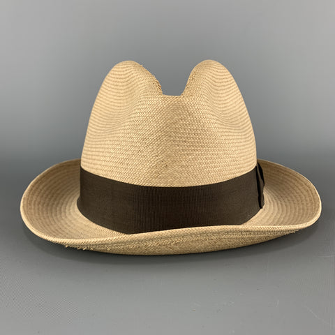 MONTERREY Size 55 Beige Straw Woven Fedora Panama Hat