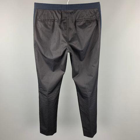 GIVENCHY Talla 32 Pantalón de vestir negro con bragueta y cremallera de algodón de dos tonos