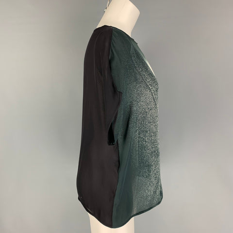 EMPORIO ARMANI Talla 6 Blusa estampada blanca negra