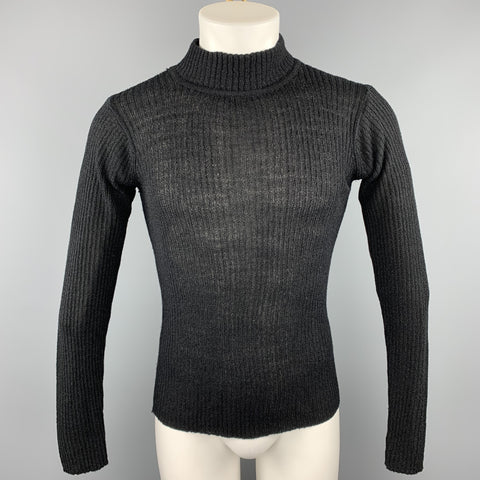 Vintage MATSUDA Size M Black Ribbed Knit Mock Turtleneck Pullover