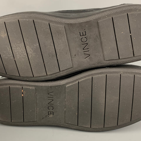 VINCE Talla 10.5 Mocasines sin cordones de cuero de materiales mixtos negros