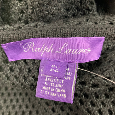 RALPH LAUREN Collection Size M/L Black Cotton Mesh Poncho Cape