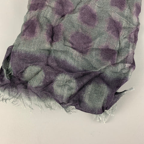 GALLIENI Gray Purple Wrinkled Modal Plaid Scarf