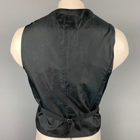 BRIONI Size 44 Black Silk Custom Tuxedo Vest