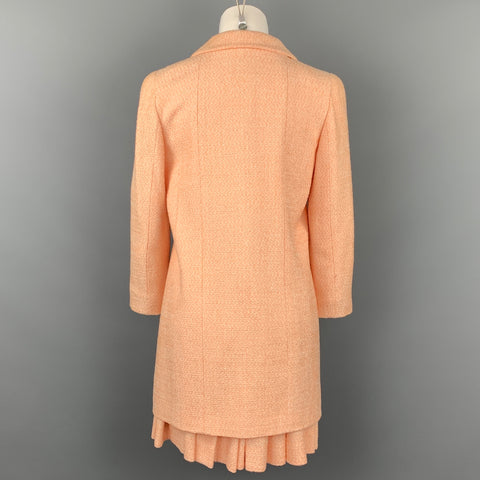 CHANEL 01C Size 6 Peach Sorbet Tweed Cotton Blend Jacket Skirt Set