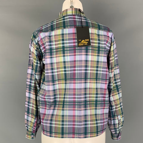 LE MONT ST.MICHEL Size 2 Purple Green Cotton Viscose Madras Casual Top