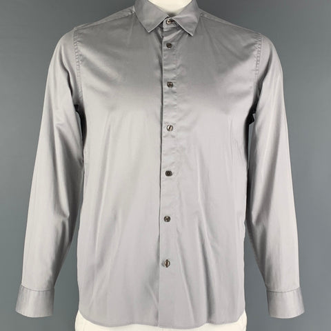 TED BAKER Size L Grey Cotton Elastane Long Sleeve Shirt
