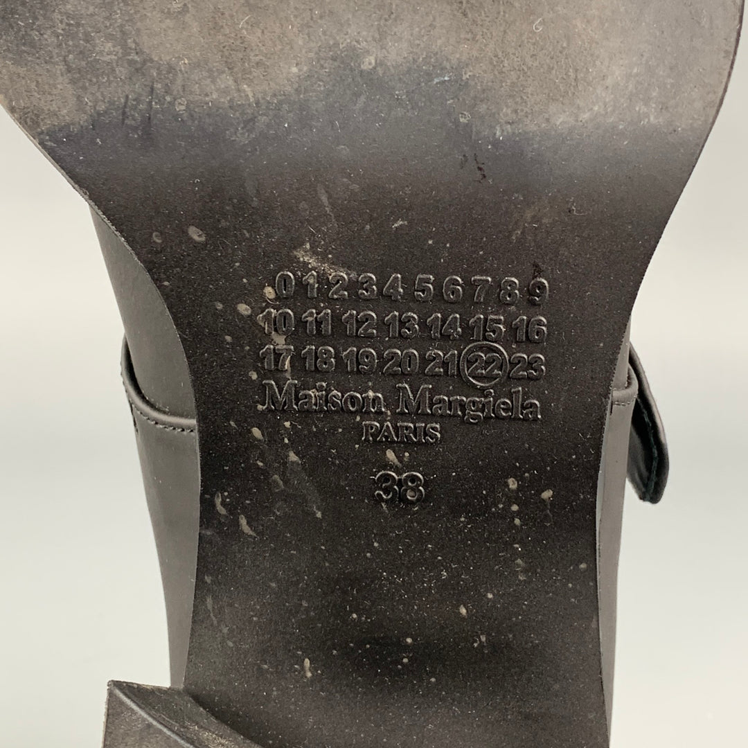 MAISON MARGIELA Size 8 Black Rubberized Leather Clog Boots