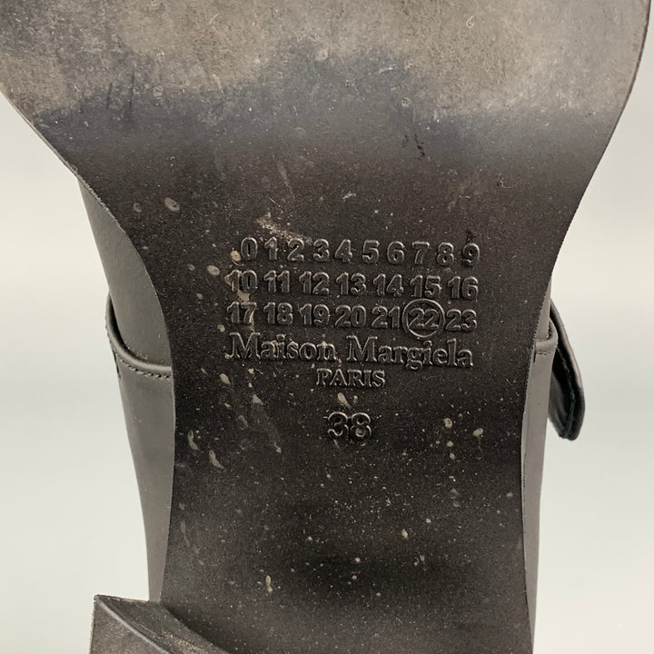 MAISON MARGIELA Size 8 Black Rubberized Leather Clog Boots