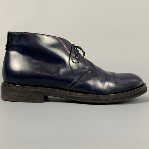SUTOR MANTELLASSI Size 7.5 Navy Patent Leather Ankle Lace Up Shoes