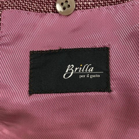 BRILLA Size 34 Burgundy & Pink Woven Single Breasted Sport Coat