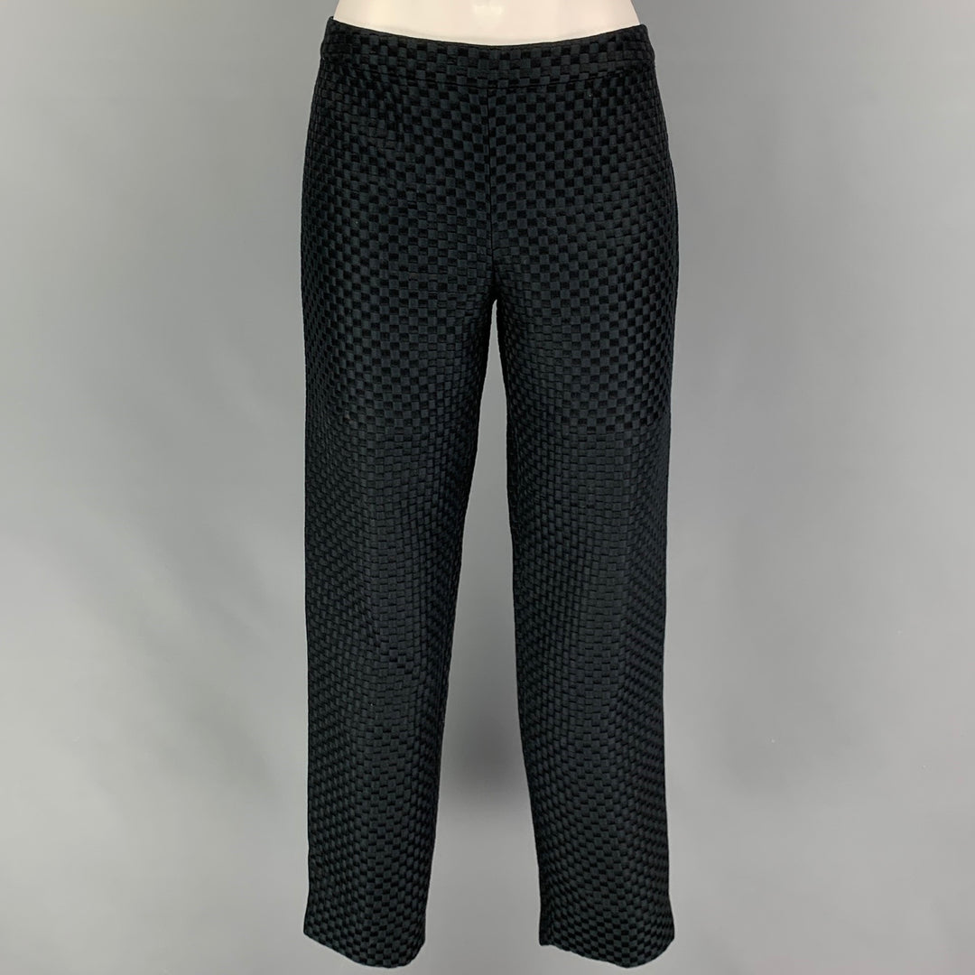 VALENTINO Taille 2 Pantalon habillé noir à carreaux et fermeture éclair latérale
