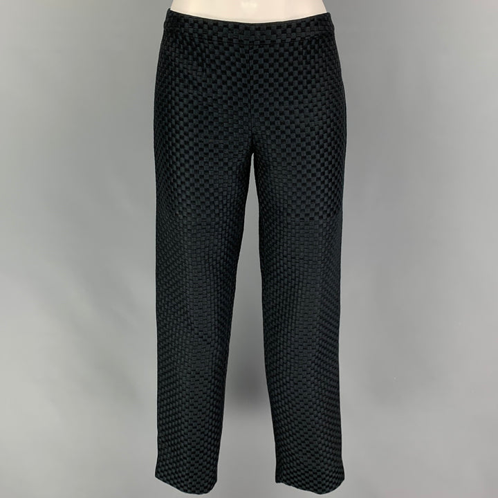 VALENTINO Taille 2 Pantalon habillé noir à carreaux et fermeture éclair latérale