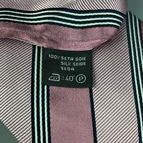 ERMENEGILDO ZEGNA Corbata de seda con rayas diagonales en rosa y negro