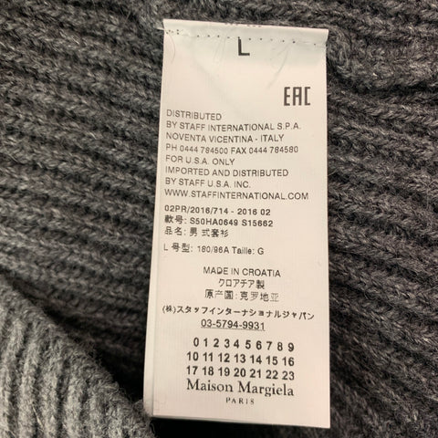 MARTIN MARGIELA Size L Grey Alpaca Blend Hooded Sweater