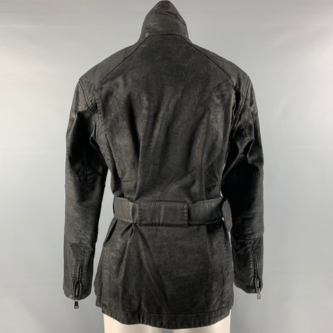 RALPH LAUREN Size 4  Black Cotton &  Elastane Zip & Snaps Jacket