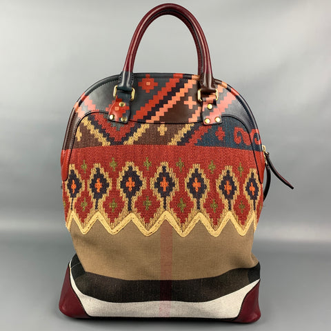 BURBERRY PRORSUM Fall 2014 Geometric St Ives Canvas Tote Bag