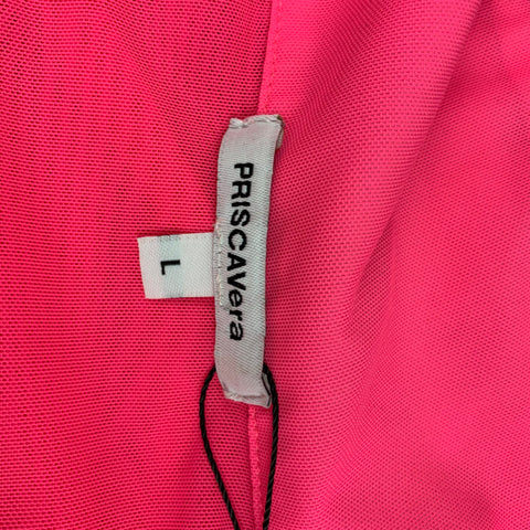PRISCAVera Size L Pink Nylon See Through Button Up Shirt