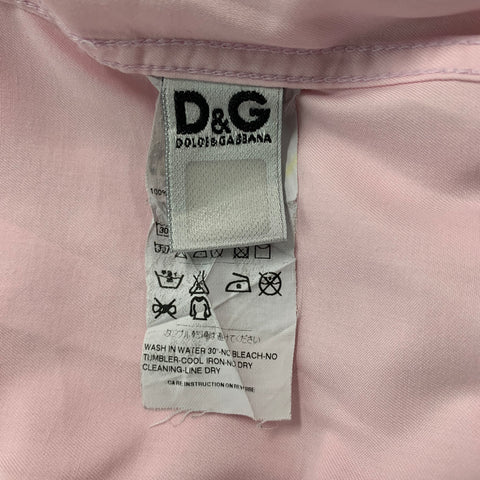 D&G by DOLCE & GABBANA Size XL Pink Pleated Cotton Long Sleeve Shirt