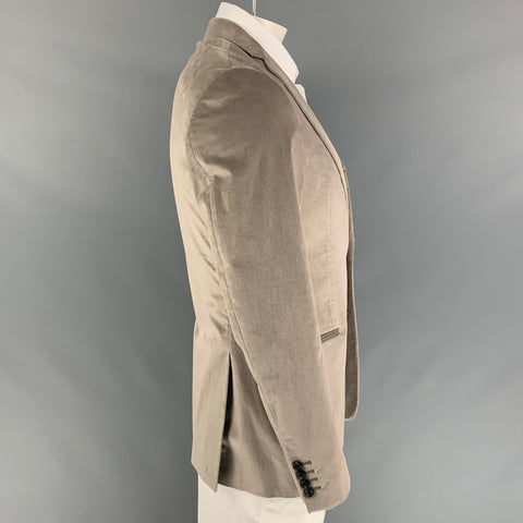 TONELLO Size 42 Taupe Velvet Cotton Blend Notch Lapel Sport Coat