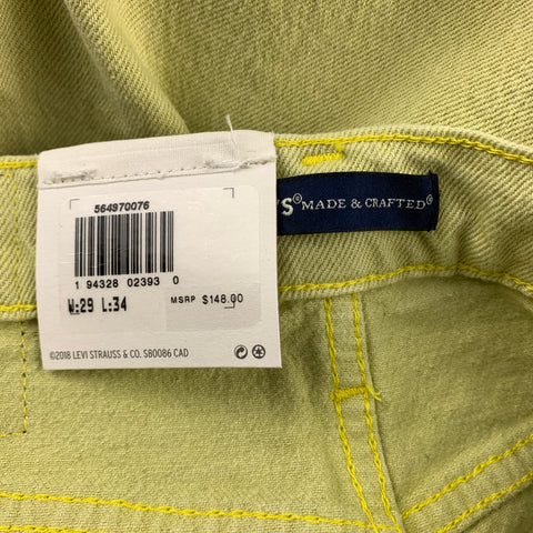 LEVI'S MADE & CRAFTED 511 Size 29 Pistachio Denim Zip Fly Slim Jeans