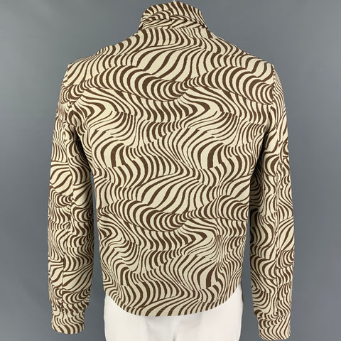 ECKHAUS LATTA Size XL Beige Brown Print Viscose Blend Turtleneck Pullover