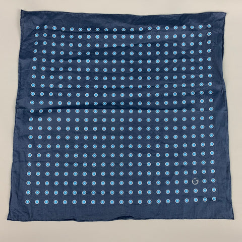 GUCCI Navy Blue Dots Cotton Pocket Square